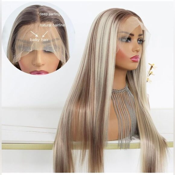 Highlight Ash Blonde Lace Front Wigs - Picture 4 of 8